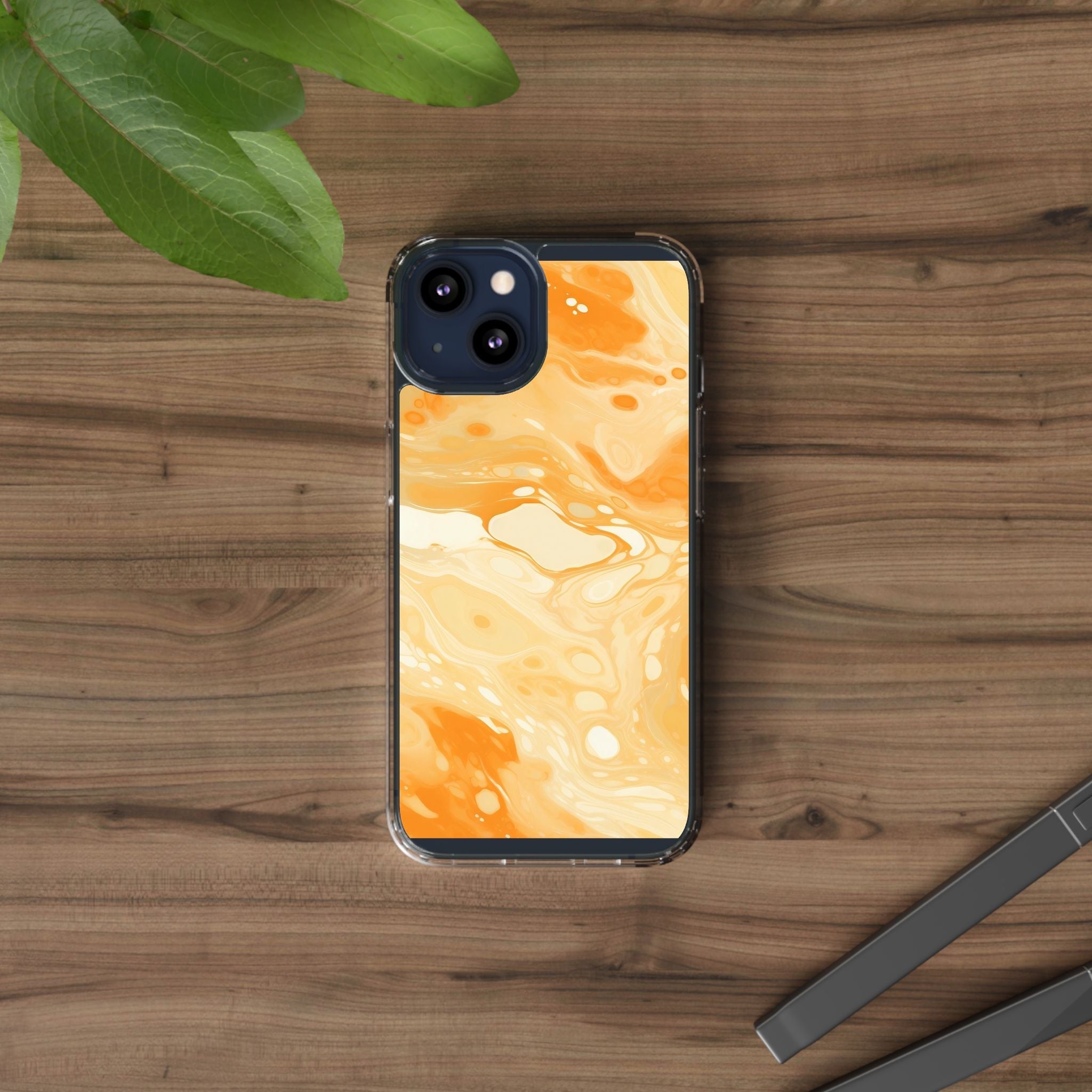 Orange Marble Clear Case, Artsulli - Art is Long, Life is Short, Phone Case, , , , , , ,