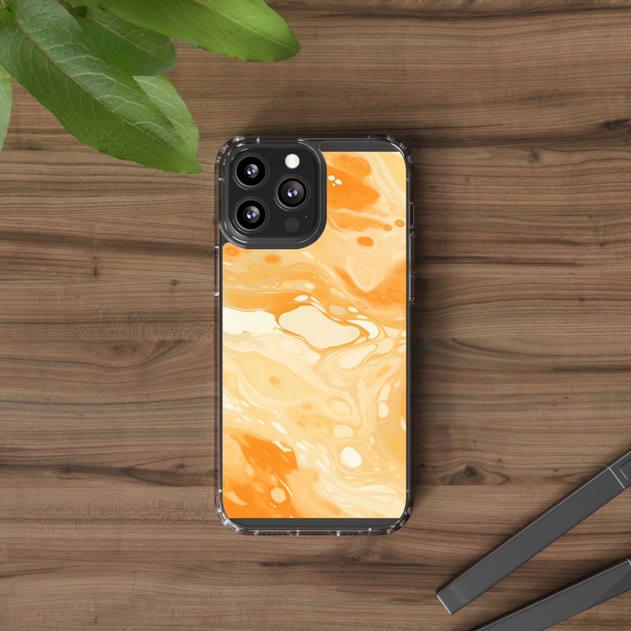 Orange Marble Clear Case, Artsulli - Art is Long, Life is Short, Phone Case, , , , , , ,