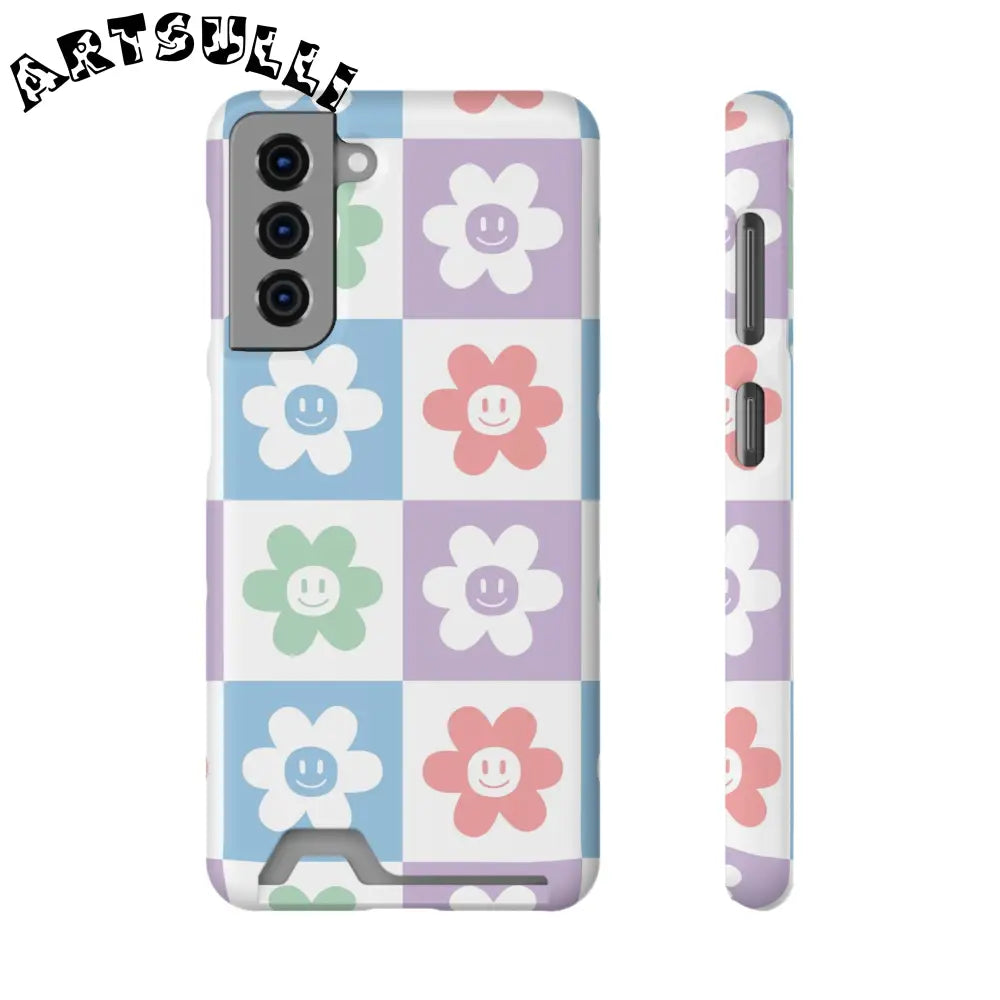 Pastel Smiley Flower Impact-Resistant Phone Case, Artsulli - Art is Long, Life is Short, Phone Case, Size, Samsung Galaxy S21, Surface, Matte, Shape, Without gift packaging, 13957182307674204752