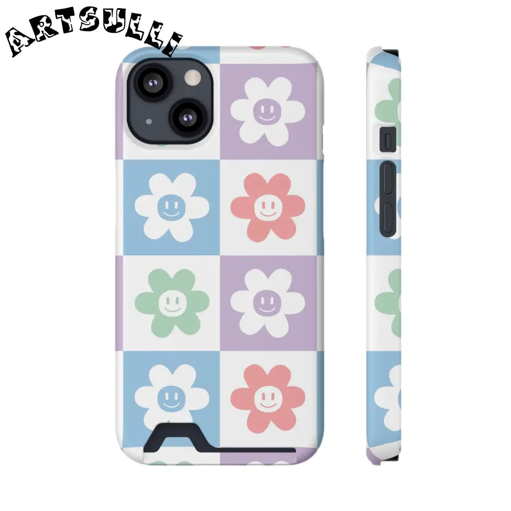 Pastel Smiley Flower Impact-Resistant Phone Case, Artsulli - Art is Long, Life is Short, Phone Case, Size, iPhone 13, Surface, Matte, Shape, With gift packaging, 26691397821348536770