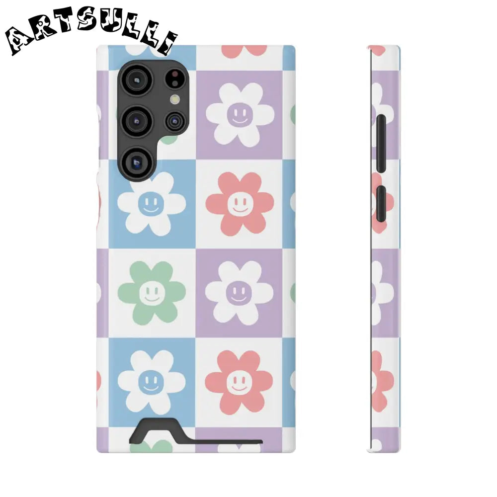 Pastel Smiley Flower Impact-Resistant Phone Case, Artsulli - Art is Long, Life is Short, Phone Case, Size, Samsung Galaxy S22 Ultra, Surface, Glossy, Shape, Without gift packaging, 67444344493015890518