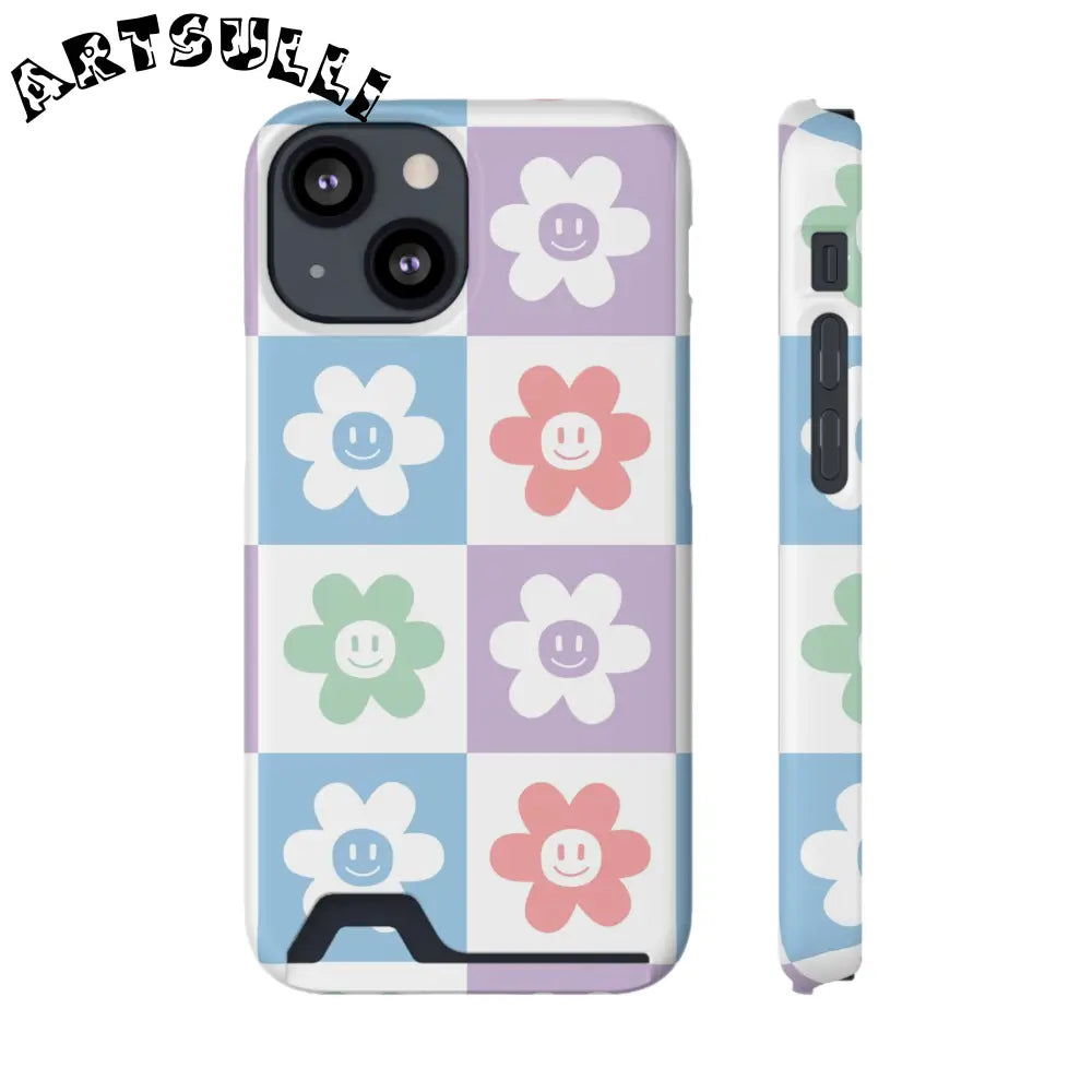 Pastel Smiley Flower Impact-Resistant Phone Case, Artsulli - Art is Long, Life is Short, Phone Case, Size, iPhone 13 Mini, Surface, Matte, Shape, With gift packaging, 24937676325006638132
