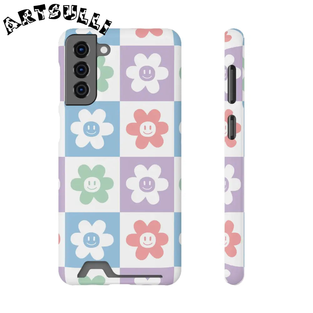 Pastel Smiley Flower Impact-Resistant Phone Case, Artsulli - Art is Long, Life is Short, Phone Case, Size, Samsung Galaxy S21 Plus, Surface, Glossy, Shape, Without gift packaging, 17986858689254458590