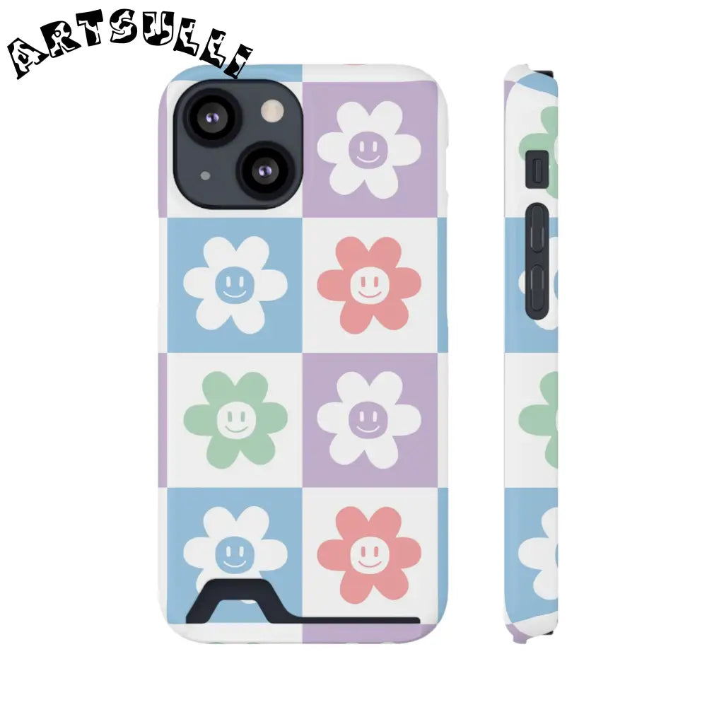 Pastel Smiley Flower Impact-Resistant Phone Case, Artsulli - Art is Long, Life is Short, Phone Case, Size, iPhone 13 Mini, Surface, Glossy, Shape, With gift packaging, 72056656091487247344