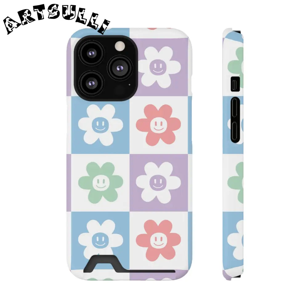 Pastel Smiley Flower Impact-Resistant Phone Case, Artsulli - Art is Long, Life is Short, Phone Case, Size, iPhone 13 Pro, Surface, Glossy, Shape, Without gift packaging, 24578799844841467008