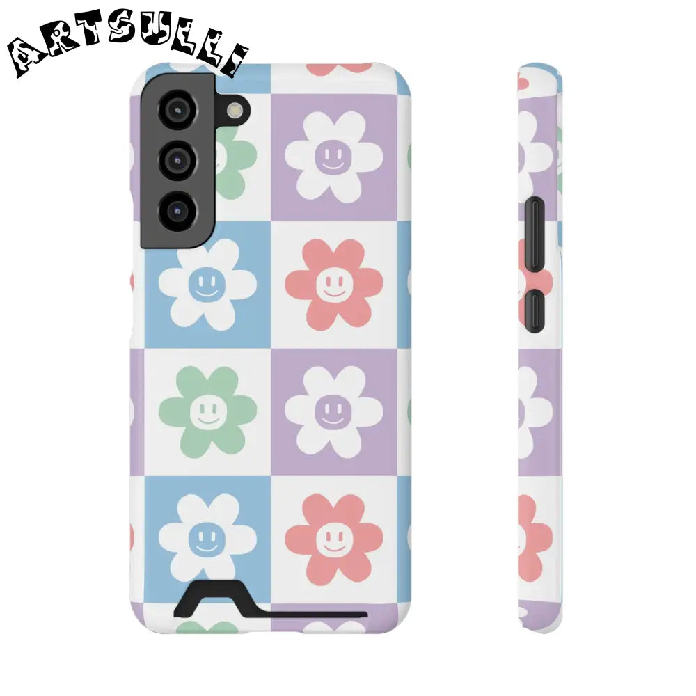 Pastel Smiley Flower Impact-Resistant Phone Case, Artsulli - Art is Long, Life is Short, Phone Case, Size, Samsung Galaxy S22 Plus, Surface, Glossy, Shape, With gift packaging, 93153868674541193802