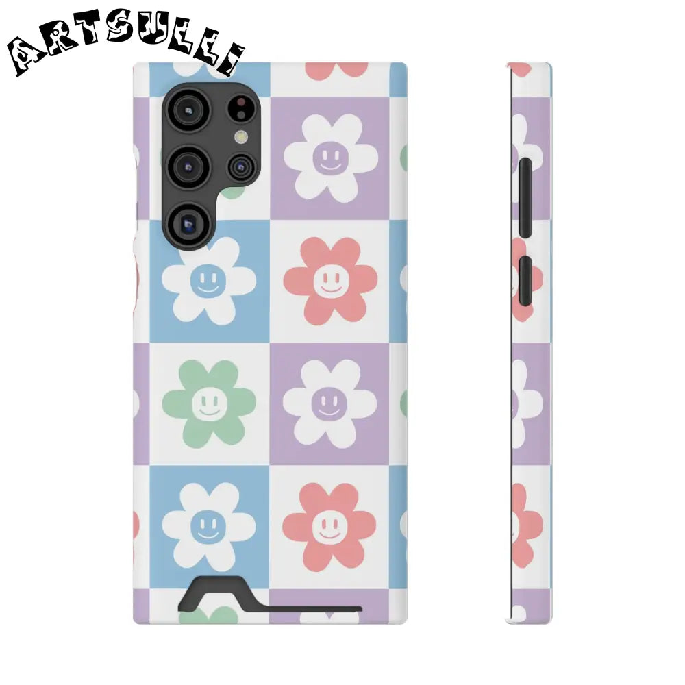 Pastel Smiley Flower Impact-Resistant Phone Case, Artsulli - Art is Long, Life is Short, Phone Case, Size, Samsung Galaxy S22 Ultra, Surface, Matte, Shape, Without gift packaging, 24825879999642481009