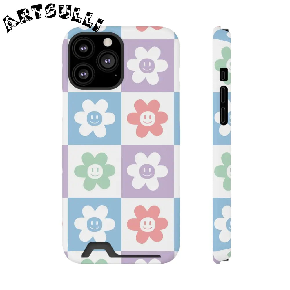 Pastel Smiley Flower Impact-Resistant Phone Case, Artsulli - Art is Long, Life is Short, Phone Case, Size, iPhone 13 Pro Max, Surface, Glossy, Shape, With gift packaging, 22365481778398833887