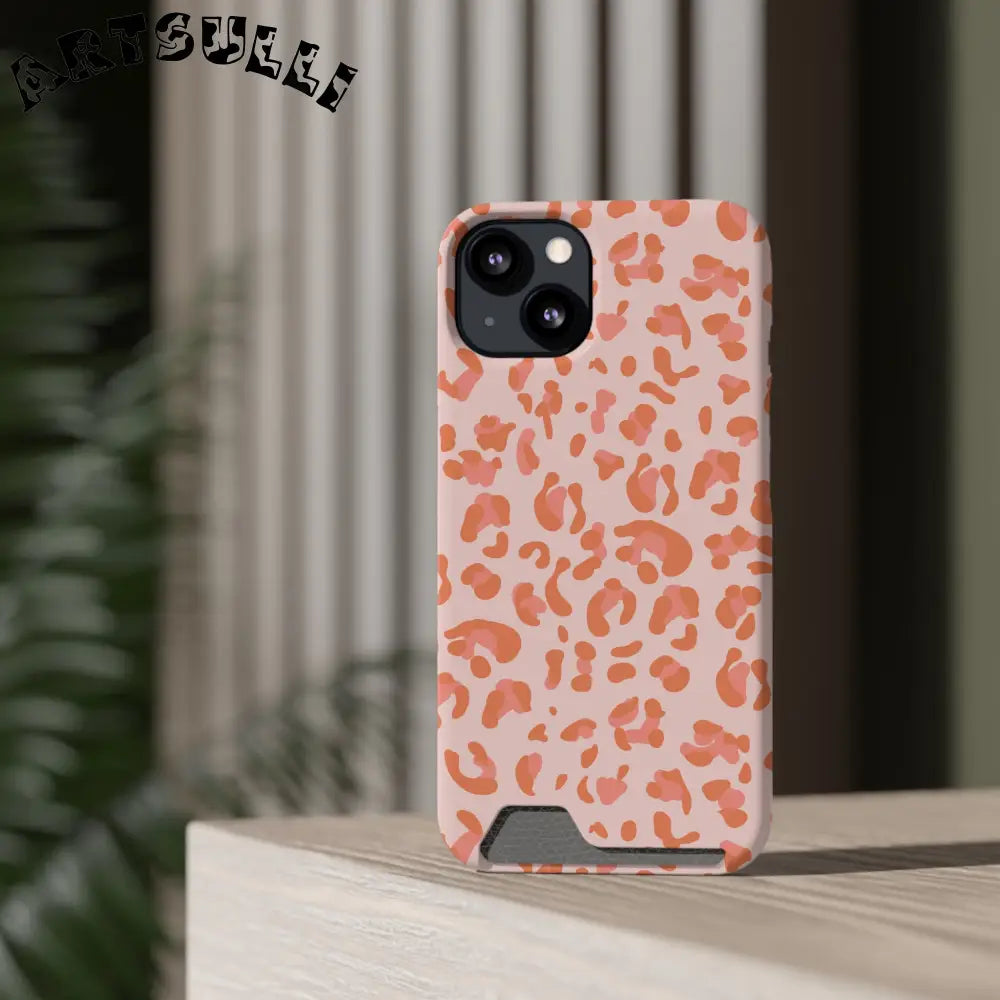 Peach and Orange Leopard Phone Case, Artsulli - Art is Long, Life is Short, Phone Case, , , , , , ,