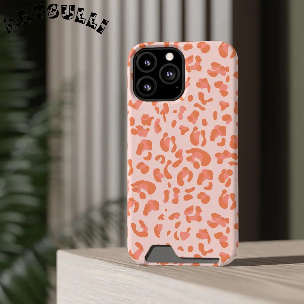 Peach and Orange Leopard Phone Case, Artsulli - Art is Long, Life is Short, Phone Case, , , , , , ,
