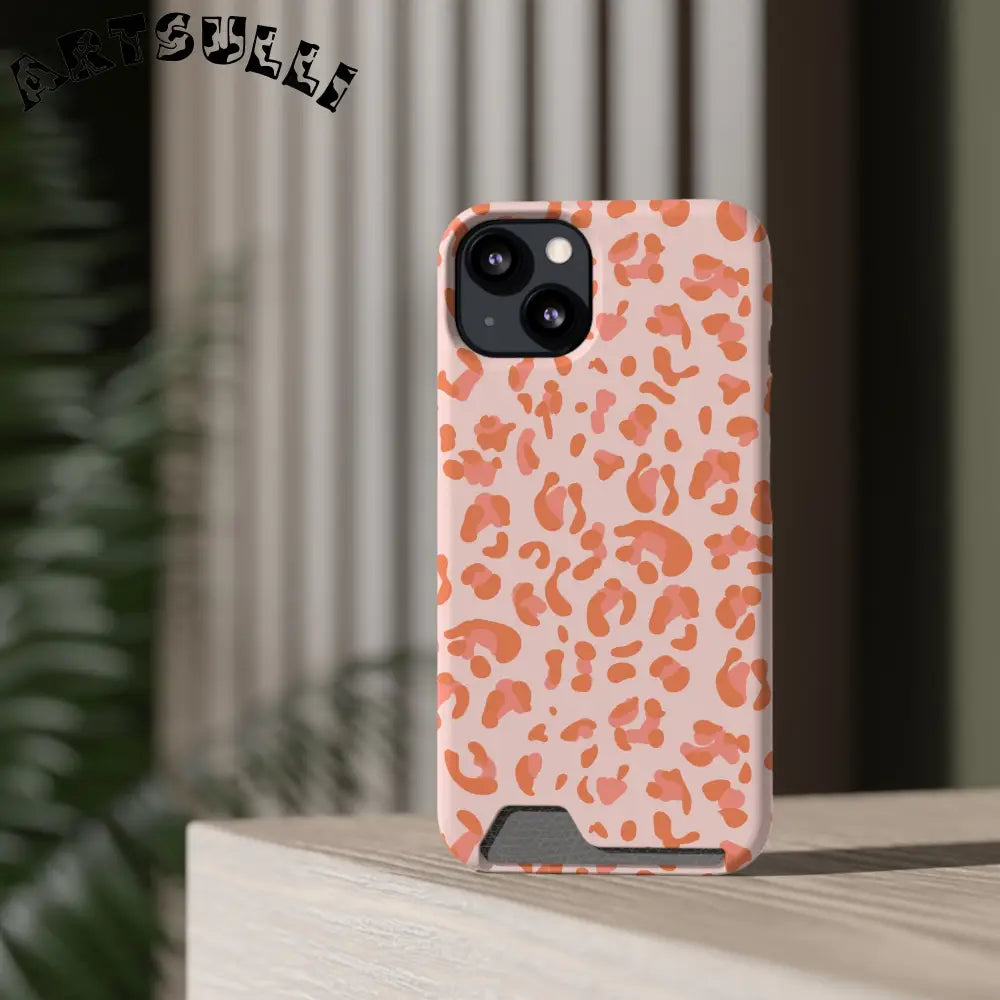 Peach and Orange Leopard Phone Case, Artsulli - Art is Long, Life is Short, Phone Case, , , , , , ,