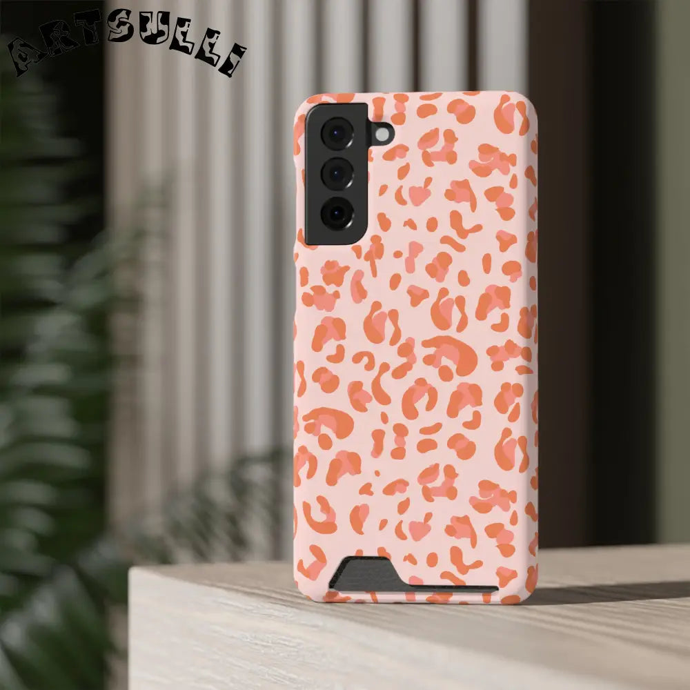 Peach and Orange Leopard Phone Case, Artsulli - Art is Long, Life is Short, Phone Case, , , , , , ,