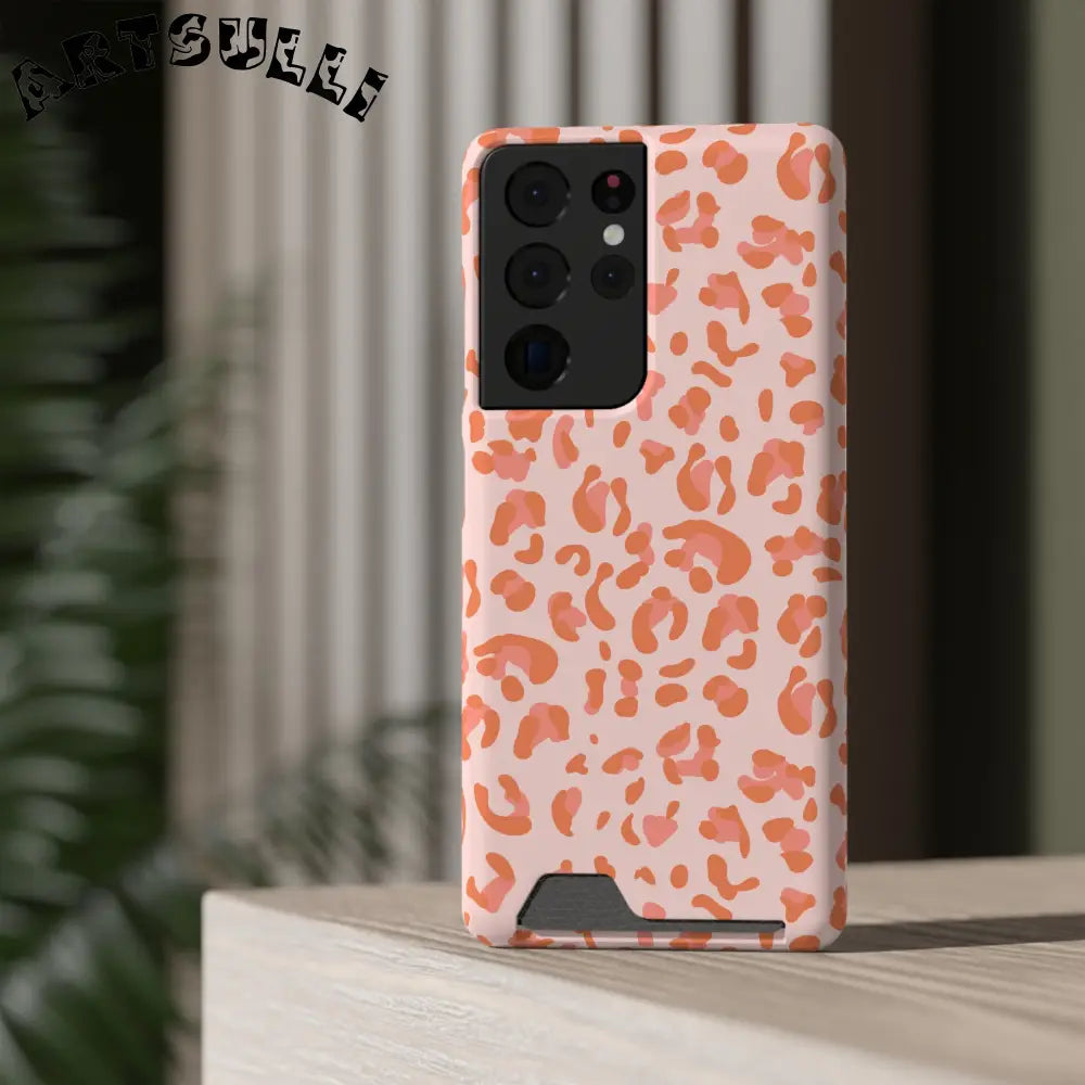 Peach and Orange Leopard Phone Case, Artsulli - Art is Long, Life is Short, Phone Case, , , , , , ,
