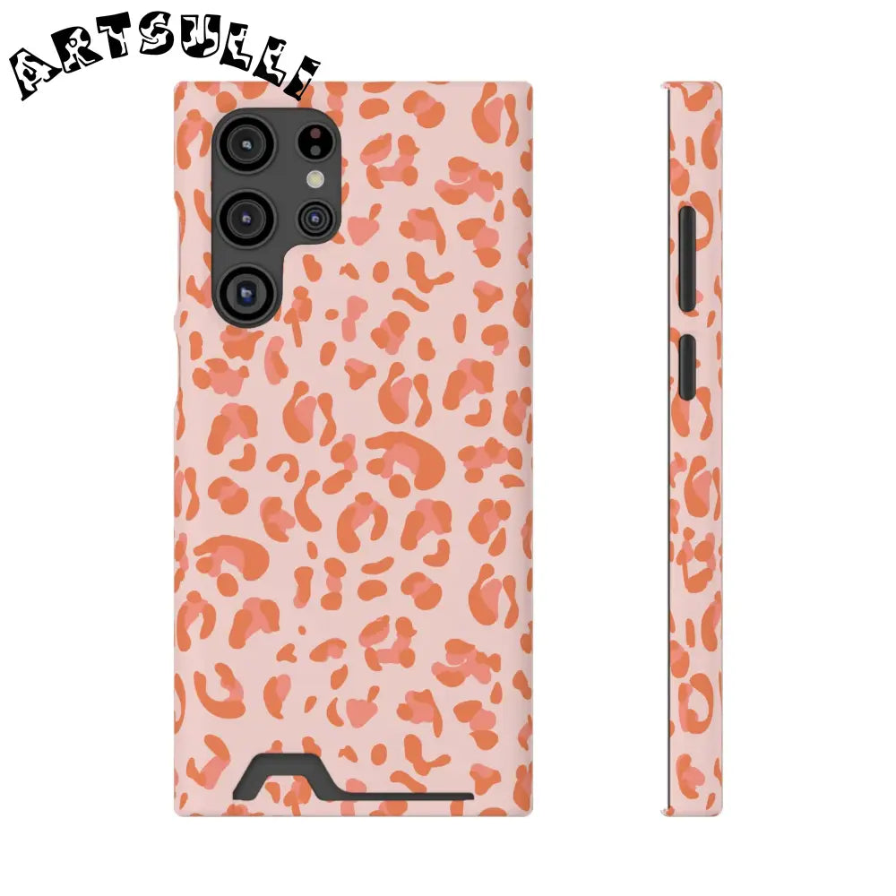 Peach and Orange Leopard Phone Case, Artsulli - Art is Long, Life is Short, Phone Case, Size, Samsung Galaxy S22 Ultra, Surface, Matte, Shape, With gift packaging, 24052143967302957321
