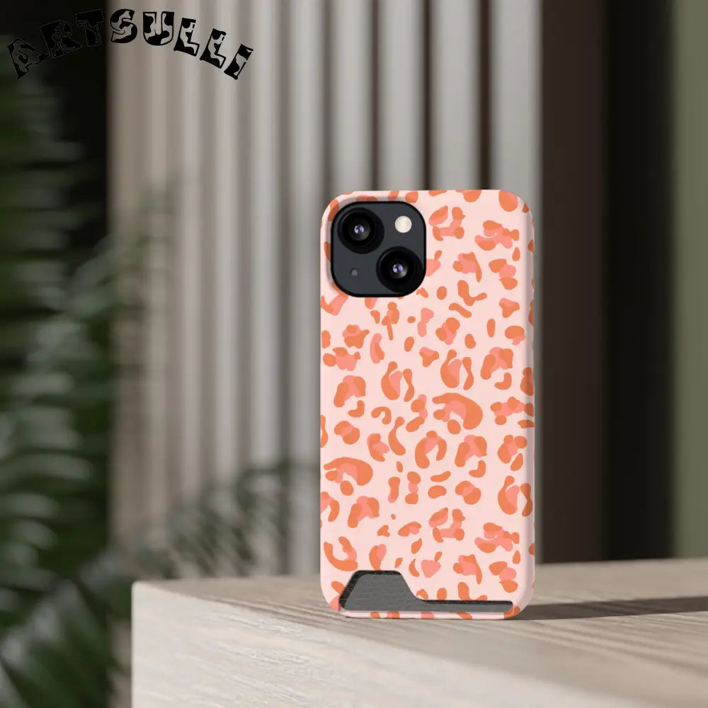 Peach and Orange Leopard Phone Case, Artsulli - Art is Long, Life is Short, Phone Case, , , , , , ,
