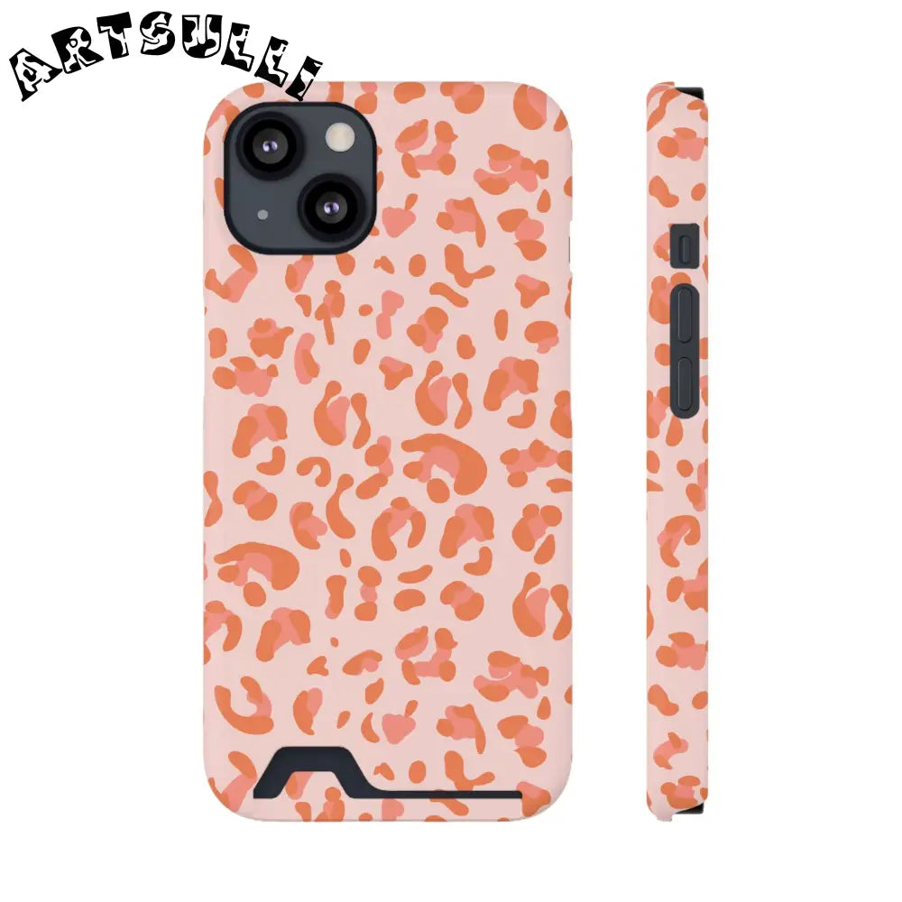 Peach and Orange Leopard Phone Case, Artsulli - Art is Long, Life is Short, Phone Case, Size, iPhone 13, Surface, Glossy, Shape, With gift packaging, 81772468320651170251
