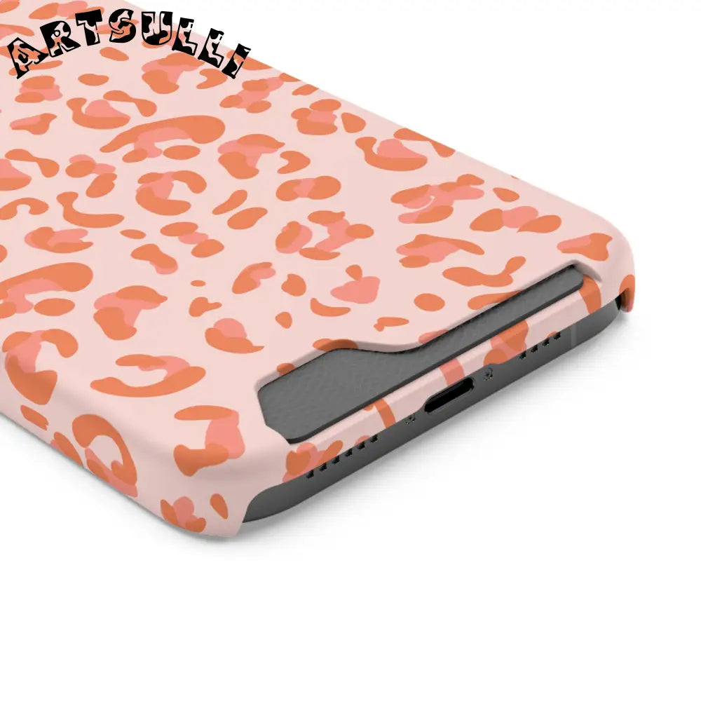 Peach and Orange Leopard Phone Case, Artsulli - Art is Long, Life is Short, Phone Case, , , , , , ,