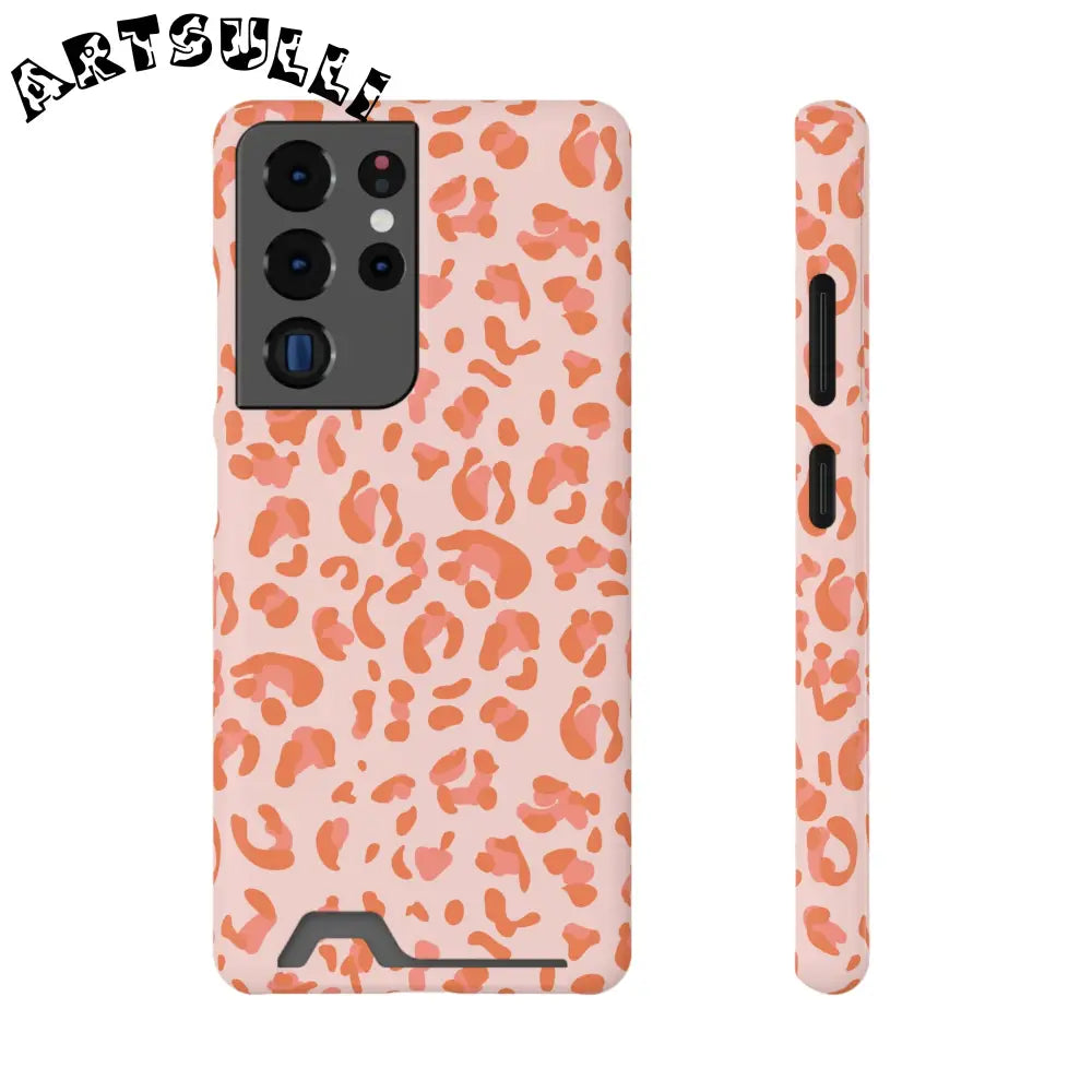 Peach and Orange Leopard Phone Case, Artsulli - Art is Long, Life is Short, Phone Case, Size, Samsung Galaxy S21 Ultra, Surface, Glossy, Shape, With gift packaging, 27839183212435699081
