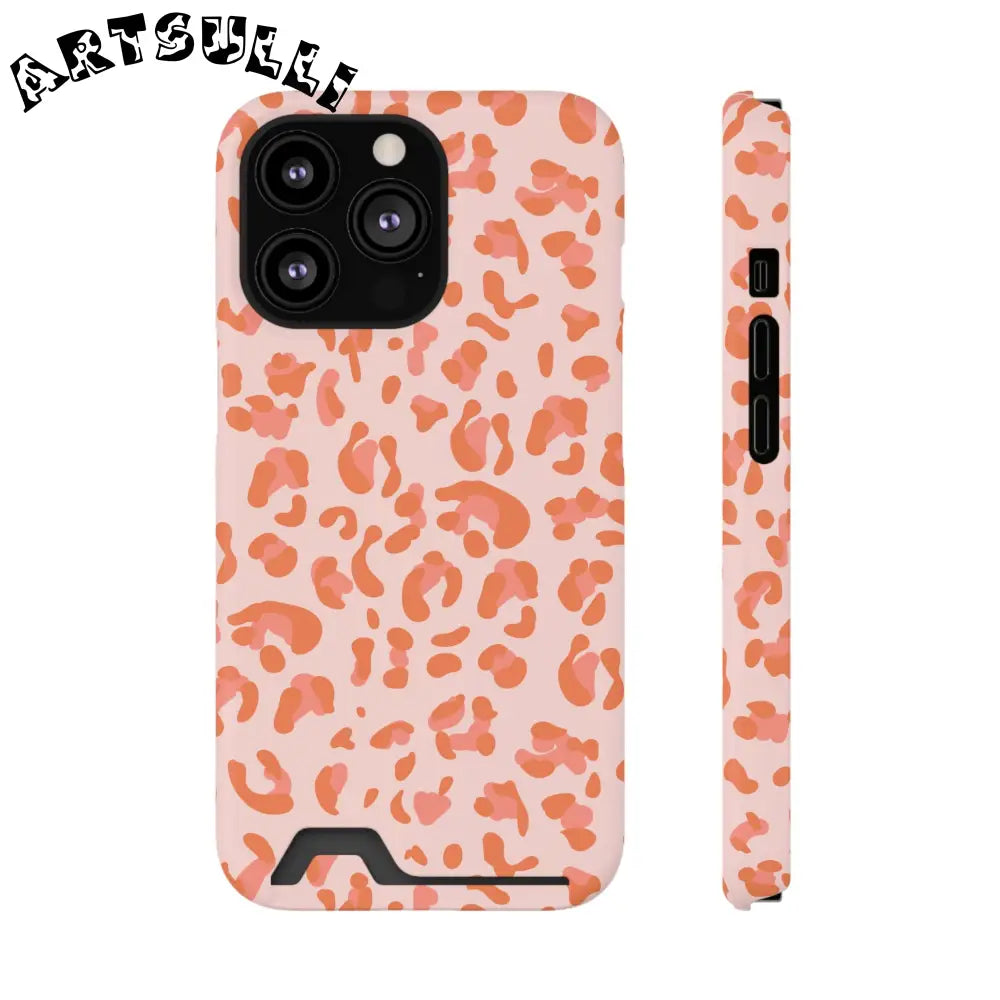 Peach and Orange Leopard Phone Case, Artsulli - Art is Long, Life is Short, Phone Case, Size, iPhone 13 Pro, Surface, Glossy, Shape, With gift packaging, 11958182543371904963