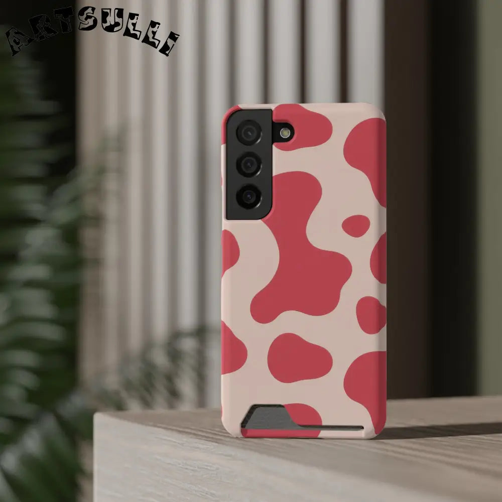 Pink and Beige Cow Print Phone Case Cardholder Combo, Artsulli - Art is Long, Life is Short, Phone Case, , , , , , ,