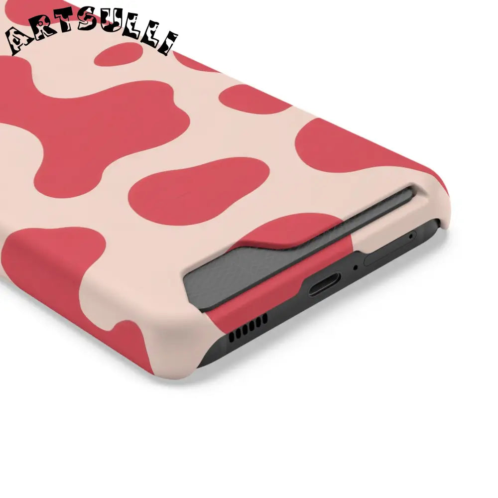 Pink and Beige Cow Print Phone Case Cardholder Combo, Artsulli - Art is Long, Life is Short, Phone Case, , , , , , ,