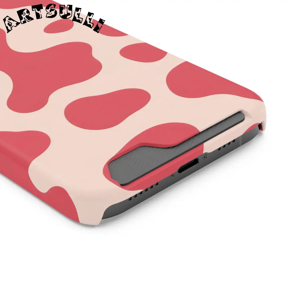 Pink and Beige Cow Print Phone Case Cardholder Combo, Artsulli - Art is Long, Life is Short, Phone Case, , , , , , ,
