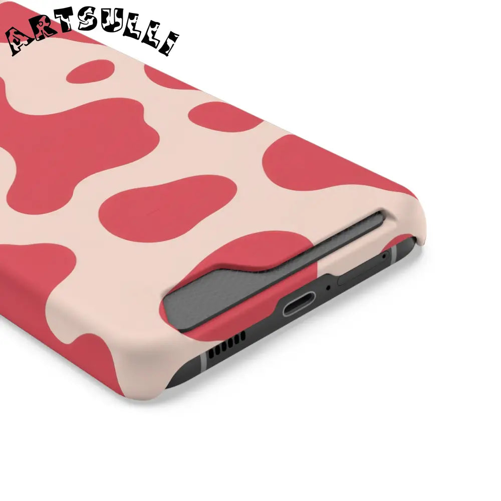 Pink and Beige Cow Print Phone Case Cardholder Combo, Artsulli - Art is Long, Life is Short, Phone Case, , , , , , ,