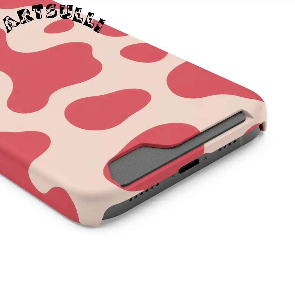Pink and Beige Cow Print Phone Case Cardholder Combo, Artsulli - Art is Long, Life is Short, Phone Case, , , , , , ,