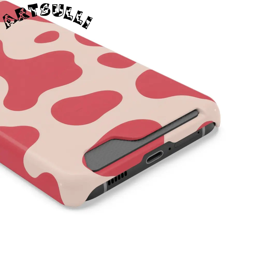 Pink and Beige Cow Print Phone Case Cardholder Combo, Artsulli - Art is Long, Life is Short, Phone Case, , , , , , ,