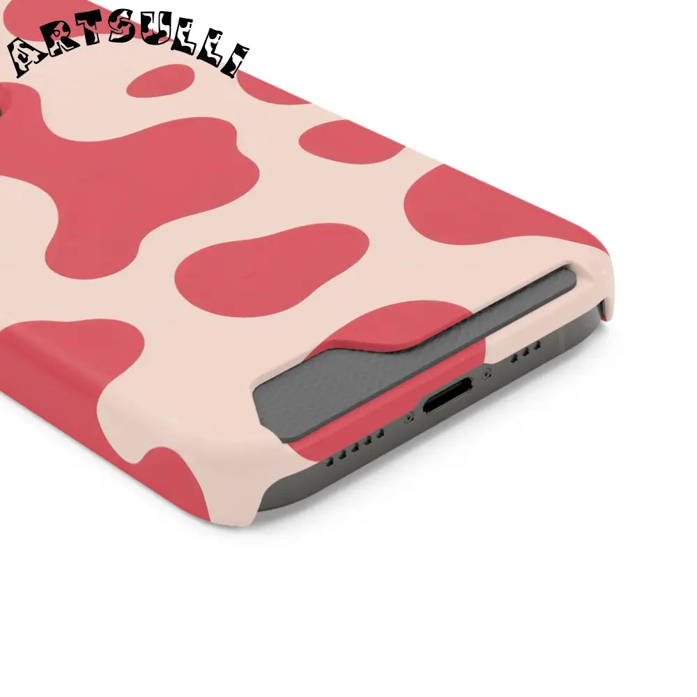 Pink and Beige Cow Print Phone Case Cardholder Combo, Artsulli - Art is Long, Life is Short, Phone Case, , , , , , ,