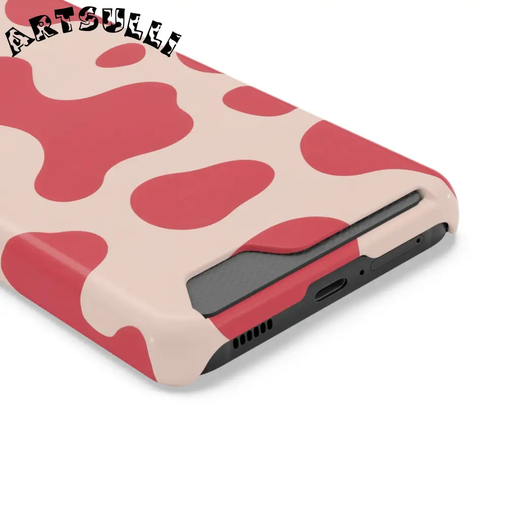 Pink and Beige Cow Print Phone Case Cardholder Combo, Artsulli - Art is Long, Life is Short, Phone Case, , , , , , ,
