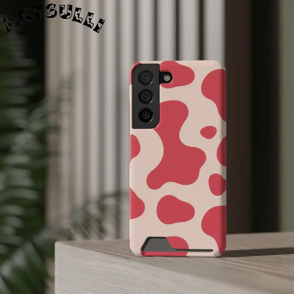 Pink and Beige Cow Print Phone Case Cardholder Combo, Artsulli - Art is Long, Life is Short, Phone Case, , , , , , ,
