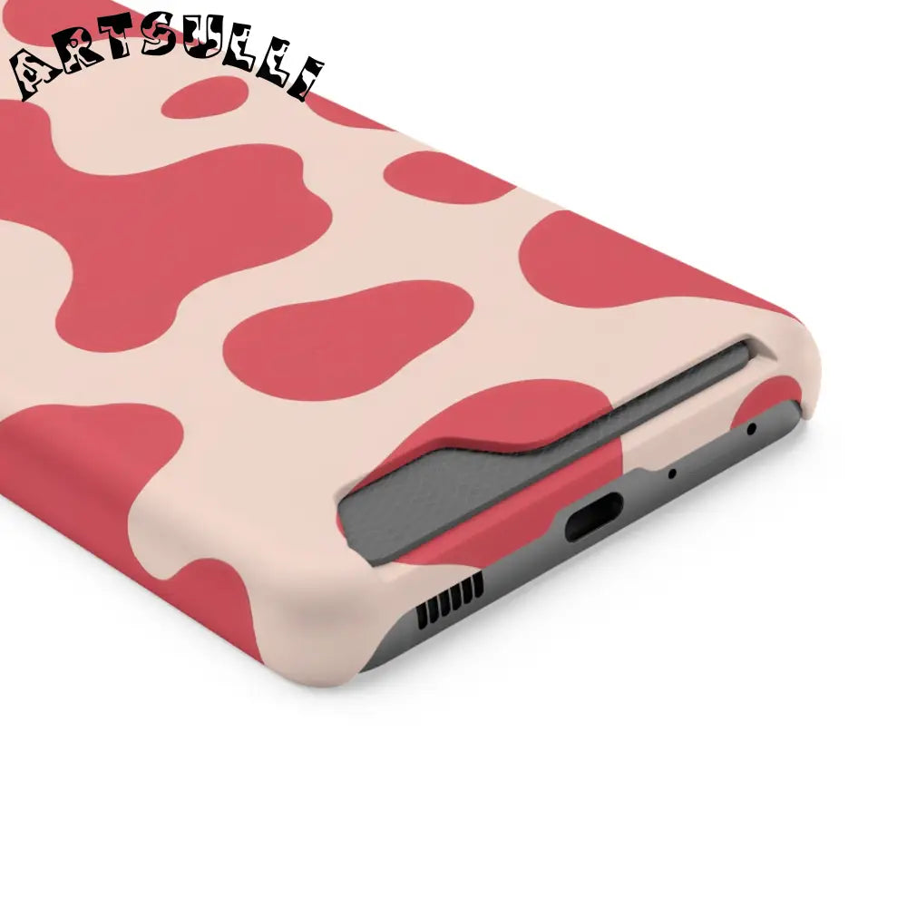 Pink and Beige Cow Print Phone Case Cardholder Combo, Artsulli - Art is Long, Life is Short, Phone Case, , , , , , ,