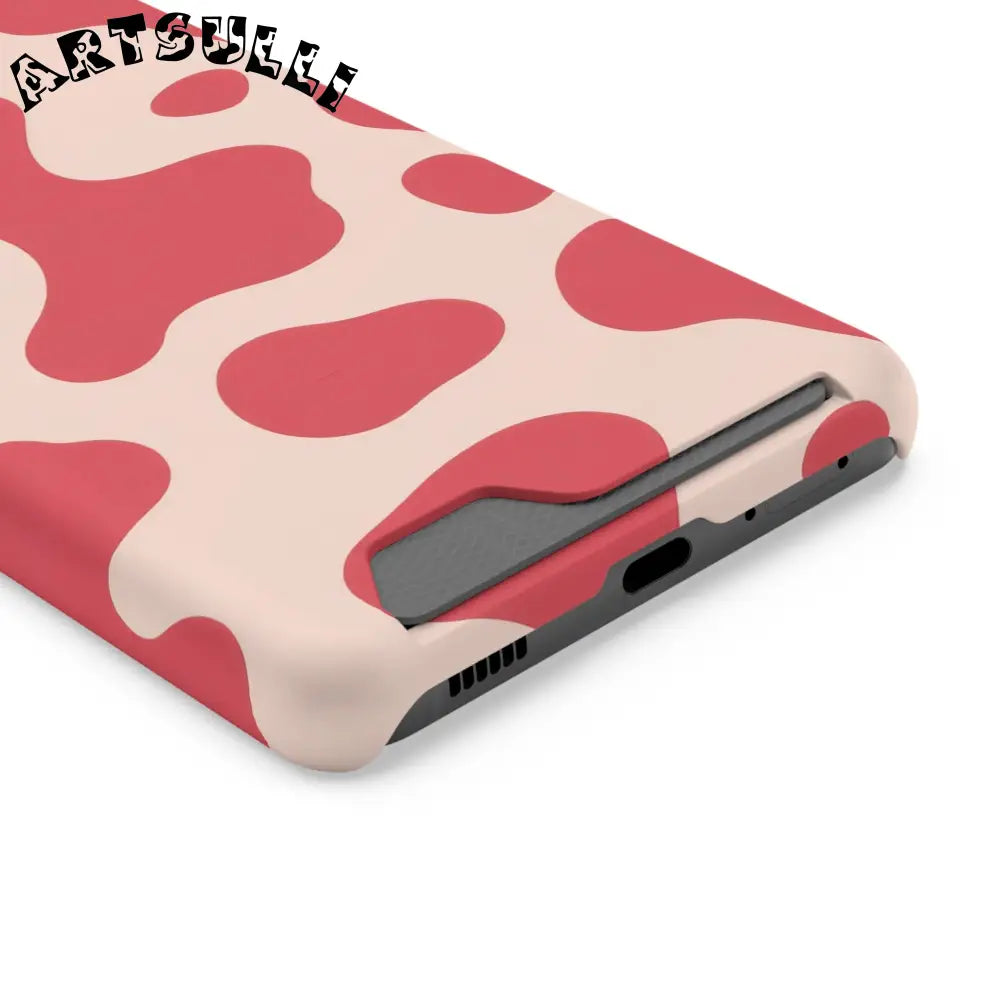 Pink and Beige Cow Print Phone Case Cardholder Combo, Artsulli - Art is Long, Life is Short, Phone Case, , , , , , ,