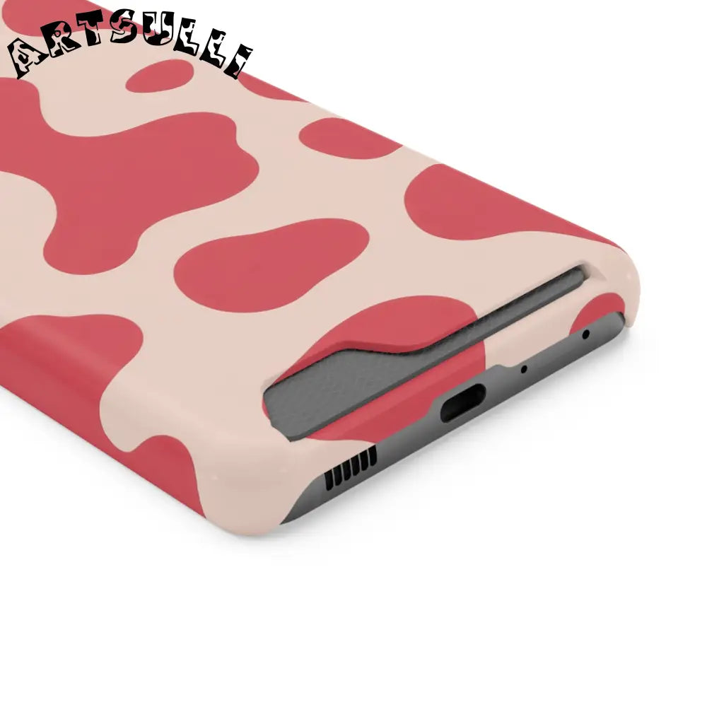 Pink and Beige Cow Print Phone Case Cardholder Combo, Artsulli - Art is Long, Life is Short, Phone Case, , , , , , ,