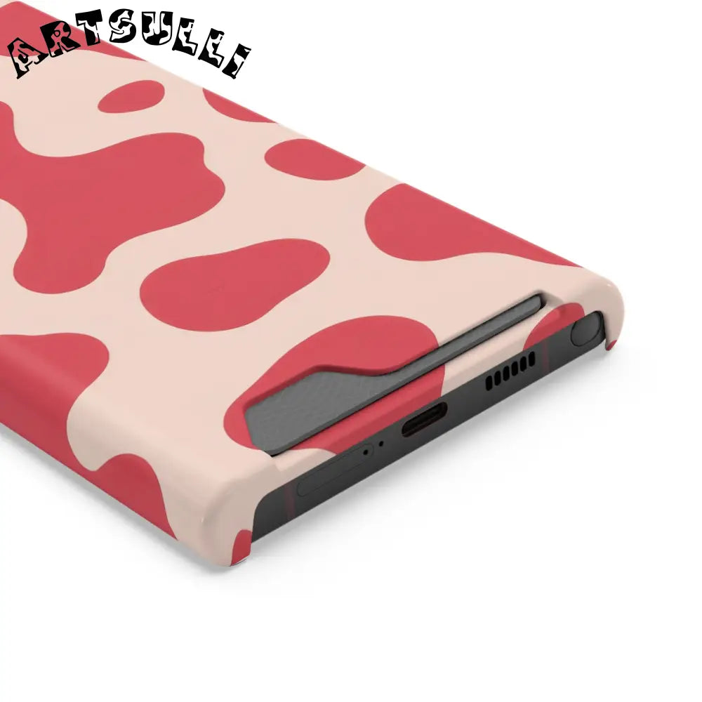 Pink and Beige Cow Print Phone Case Cardholder Combo, Artsulli - Art is Long, Life is Short, Phone Case, , , , , , ,