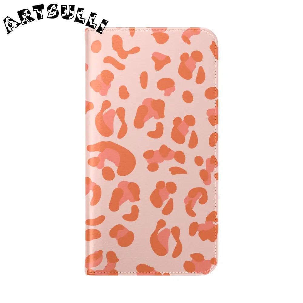 Pink and Orange Leopard Print Flip Case, Artsulli - Art is Long, Life is Short, Phone Case, , , , , , ,