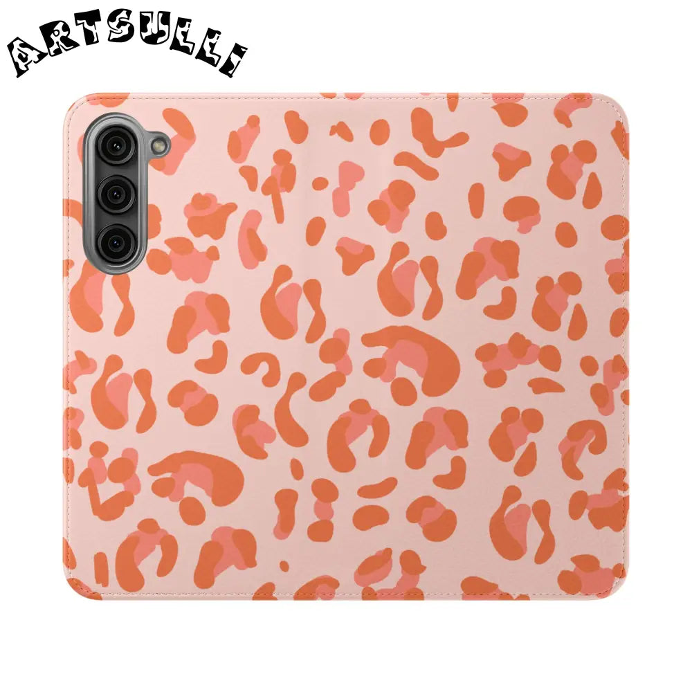 Pink and Orange Leopard Print Flip Case, Artsulli - Art is Long, Life is Short, Phone Case, Size, Samsung Galaxy S23 Plus, , , , , 11818476642869605479