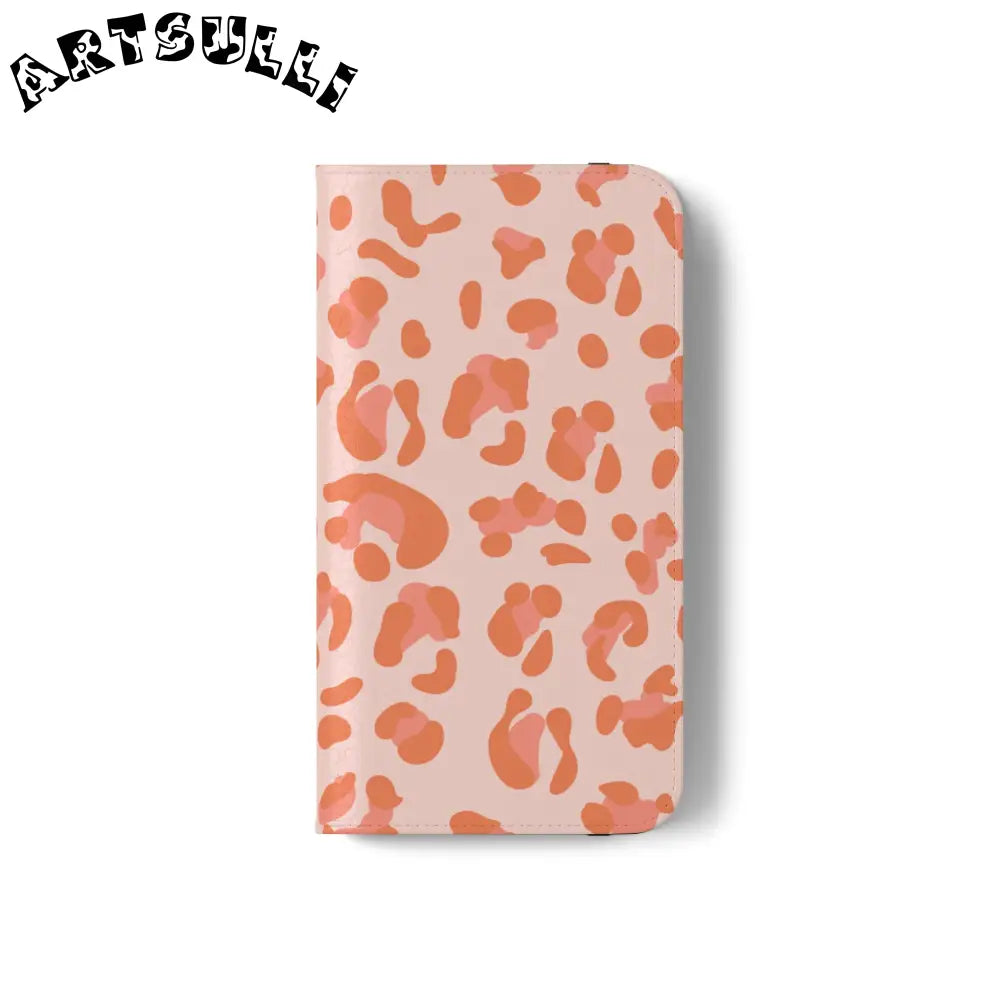 Pink and Orange Leopard Print Flip Case, Artsulli - Art is Long, Life is Short, Phone Case, , , , , , ,