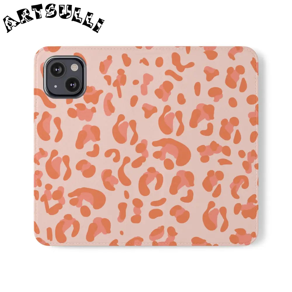 Pink and Orange Leopard Print Flip Case, Artsulli - Art is Long, Life is Short, Phone Case, Size, iPhone 13, , , , , 25964061902620948852