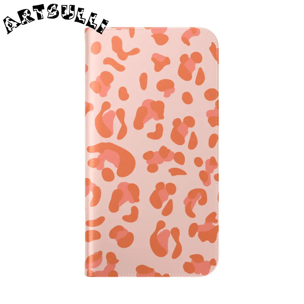 Pink and Orange Leopard Print Flip Case, Artsulli - Art is Long, Life is Short, Phone Case, , , , , , ,