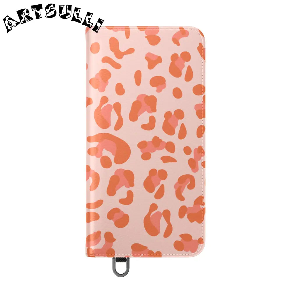 Pink and Orange Leopard Print Flip Case, Artsulli - Art is Long, Life is Short, Phone Case, , , , , , ,