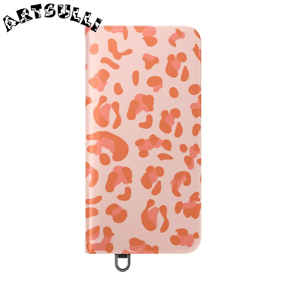 Pink and Orange Leopard Print Flip Case, Artsulli - Art is Long, Life is Short, Phone Case, , , , , , ,