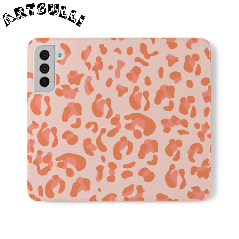 Pink and Orange Leopard Print Flip Case, Artsulli - Art is Long, Life is Short, Phone Case, Size, Samsung Galaxy S22 Plus, , , , , 53196721050564235346