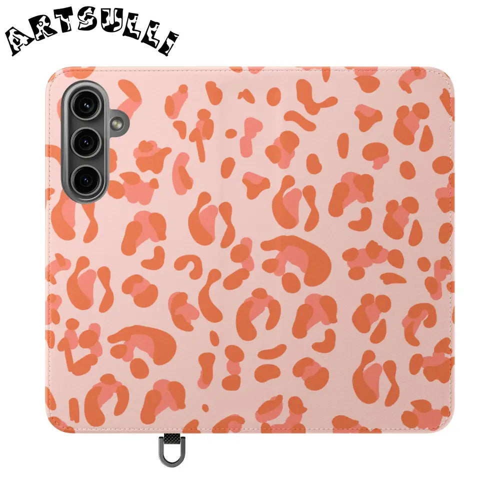 Pink and Orange Leopard Print Flip Case, Artsulli - Art is Long, Life is Short, Phone Case, Size, Samsung Galaxy S24 Plus, , , , , 99753914704761691063