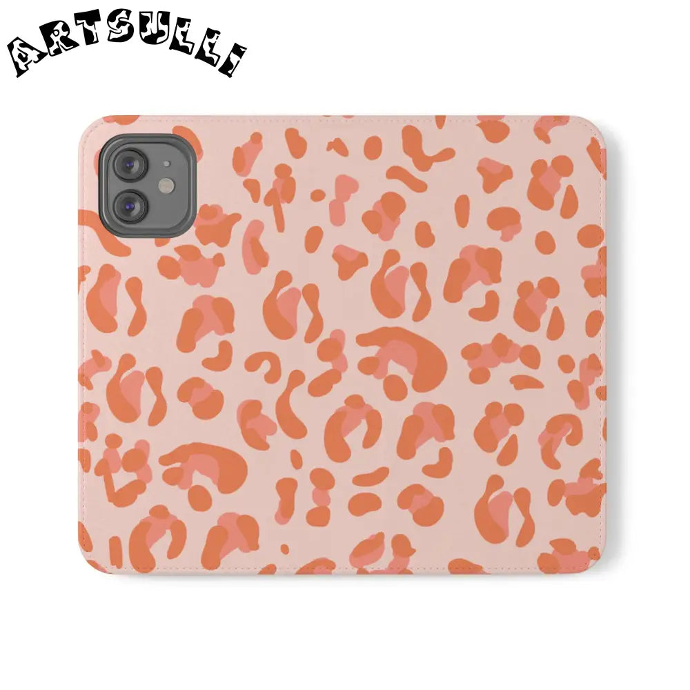 Pink and Orange Leopard Print Flip Case, Artsulli - Art is Long, Life is Short, Phone Case, Size, iPhone 12, , , , , 75790994170535255690