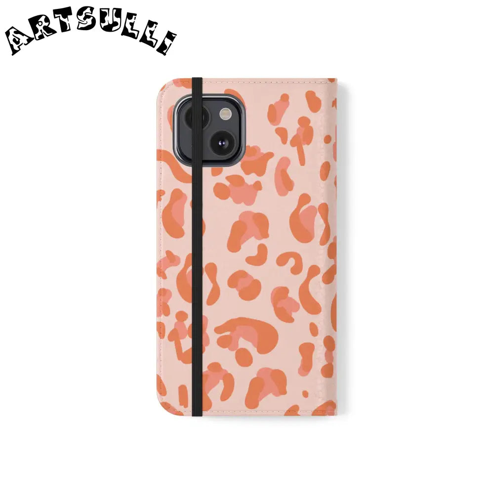 Pink and Orange Leopard Print Flip Case, Artsulli - Art is Long, Life is Short, Phone Case, , , , , , ,