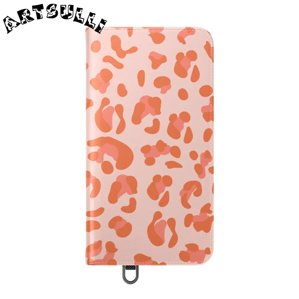 Pink and Orange Leopard Print Flip Case, Artsulli - Art is Long, Life is Short, Phone Case, , , , , , ,