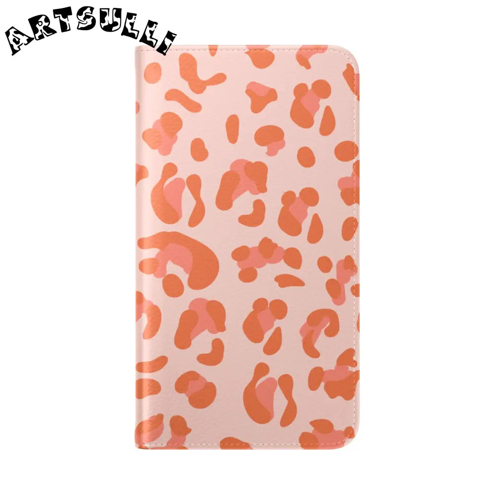 Pink and Orange Leopard Print Flip Case, Artsulli - Art is Long, Life is Short, Phone Case, , , , , , ,