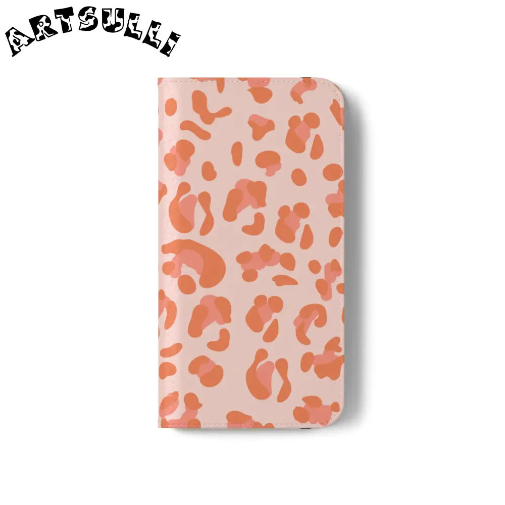 Pink and Orange Leopard Print Flip Case, Artsulli - Art is Long, Life is Short, Phone Case, , , , , , ,